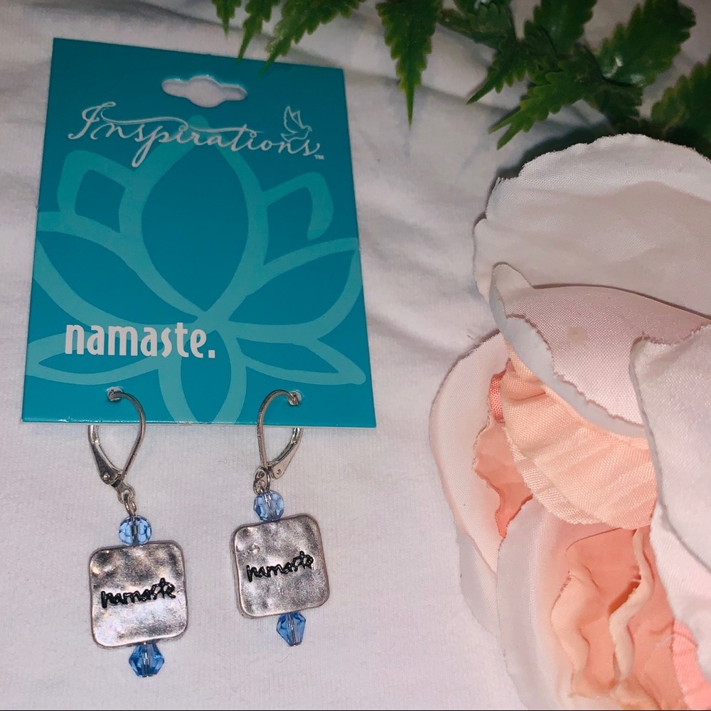 Inspirations namaste earrings silver NEW yoga